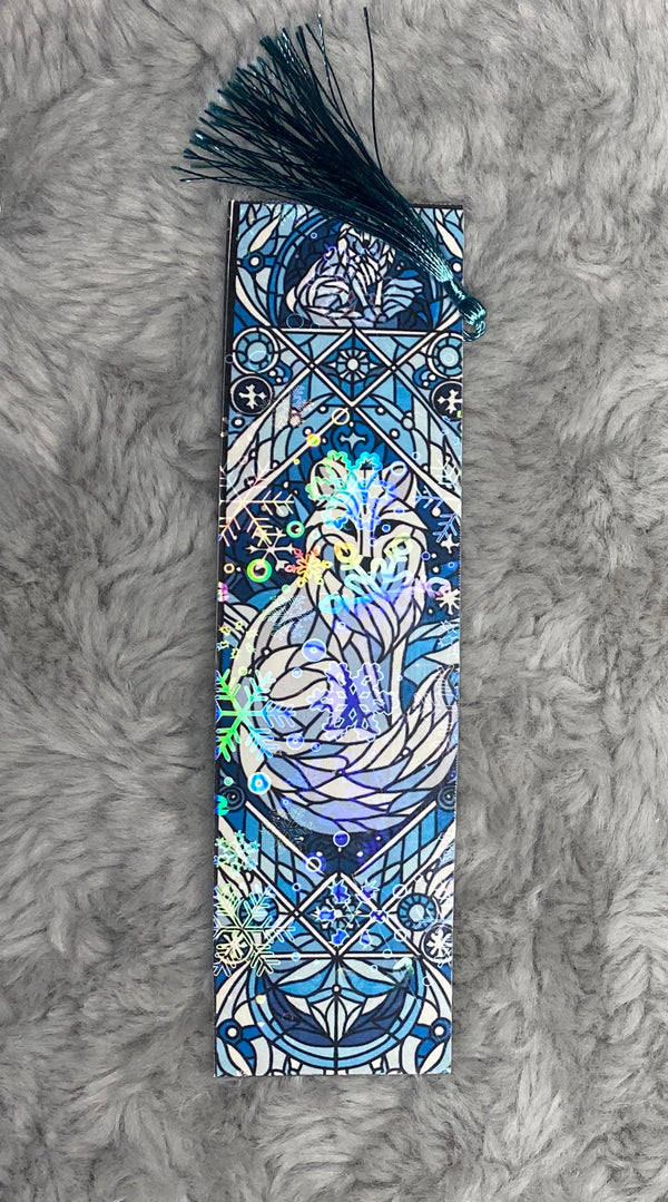 Arctic Fox Stained Glass Bookmark