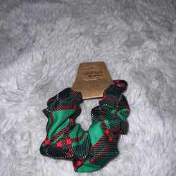 Festive Green Plaid Scrunchie