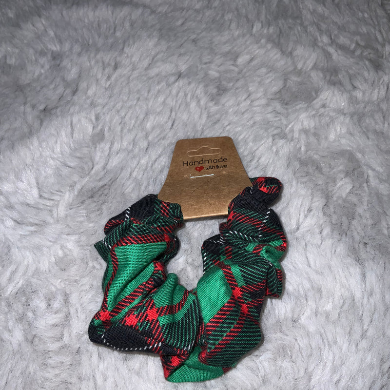 Festive Green Plaid Scrunchie