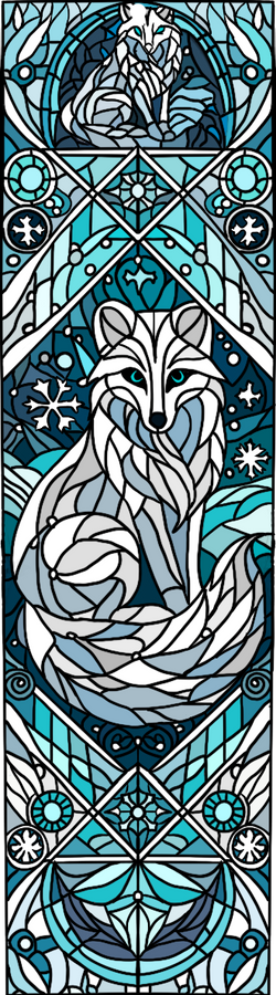 Arctic Fox Stained Glass Bookmark