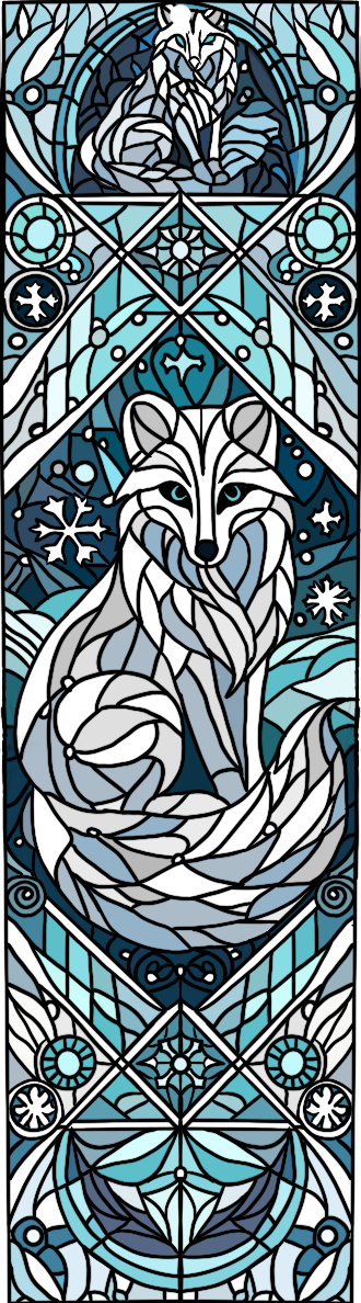 Arctic Fox Stained Glass Bookmark